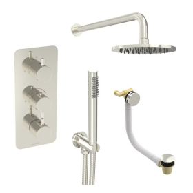 Saneux COS 3 way shower kit - w/ Slim handset and Bath filler and Shower head - Brushed Nickel