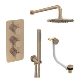 Saneux COS 3 way shower kit - w/ Slim handset and Bath filler and Shower head - Brushed Bronze