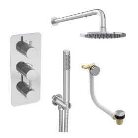 Saneux COS 3 way shower kit - w/ Slim handset and Bath filler and Shower head - Chrome