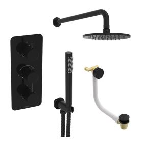 Saneux COS 3 way shower kit - w/ Slim handset and Bath filler and Shower head - Knurled - Satin Black