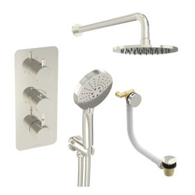 Saneux COS 3 way shower kit - w/ 3 Function Handset and Bath filler and Shower Head - Brushed Nickel-COSP308.BN