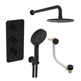 Saneux COS 3 way shower kit - w/ 3 Function Handset and Bath filler and Shower Head - Satin Black