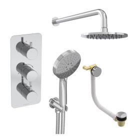 Saneux COS 3 way shower kit - w/ 3 Function Handset and Bath filler and Shower Head - Chrome