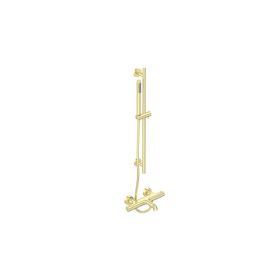 Saneux COS Exposed Bath Shower Mixer Kit - w/ Slider Rail and Slim Handset - Brushed Brass