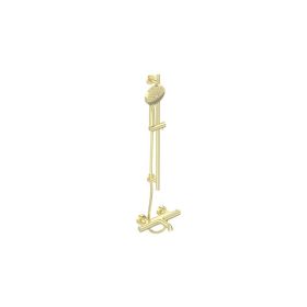 Saneux COS Exposed Bath Shower Mixer Kit - w/ Slider Rail and 3 Function Handset - Brushed Brass