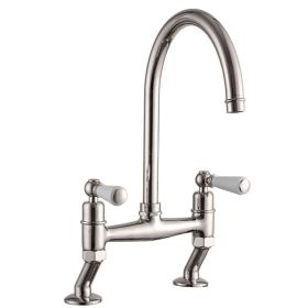 Clearwater Dephini Bridge Kitchen mixer Tap Brushed Nickel