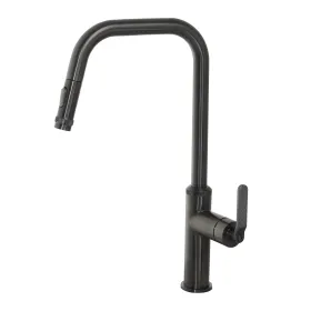Just Taps Decor Brushed Black Single Lever Pull Out Sink Mixer