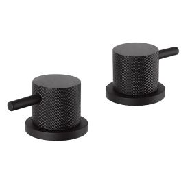 Just Taps VOS Round Designer Handle Deck Mounted Panel Valves-Matt Black
