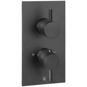 Just Taps Vos Vertical Thermostatic 2-Outlets Concealed Shower Valve-Double Designer Handle-Matt Black