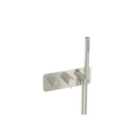 Saneux EDEN 2 way thermostatic shower valve kit in landscape with handspray - Brushed Nickel