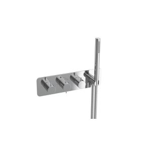 Saneux EDEN 3 way thermostatic shower valve kit in landscape with handspray - Chrome