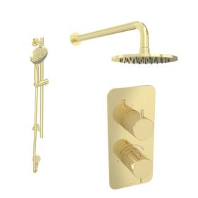 Saneux EDEN 2 way shower kit - w/ 3 Function Handset and Slider Rail and Shower Head - Brushed Brass