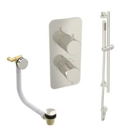 Saneux EDEN 2 way shower kit - w/ Slim Handset and Slider Rail and Bath filler - Brushed Nickel