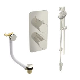 Saneux EDEN 2 way shower kit - w/ 3 Function Handset and Slider Rail and Bath filler - Brushed Nickel