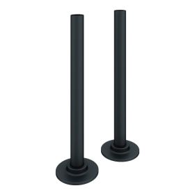 Just Taps Matt Black Set of Pipe and Flanges for Radiators Valves 