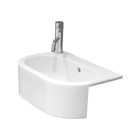 Saneux UNI 46x32cm semi-recessed washbasin left tap hole - Gloss White