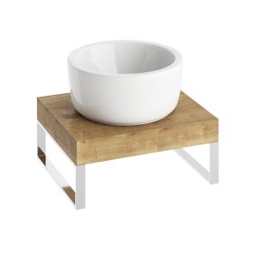 Abacus Concept Cloud 50cm Halifax Oak Shelf with Polished Stainless Steel Towel Hangers