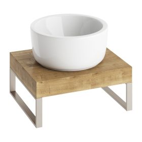 Abacus Concept Cloud 50cm Halifax Oak Shelf with Brushed Stainless Steel Towel Hangers