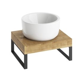 Abacus Concept Cloud 50cm Halifax Oak Shelf with Matt Black Stainless Steel Towel Hangers