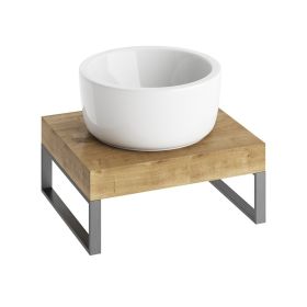 Abacus Concept Cloud 50cm Halifax Oak Shelf with Matt Anthracite Stainless Steel Towel Hangers