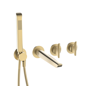 Crosswater Module Foile 2 Handle with Bath Spout & Handshower Brushed Brass