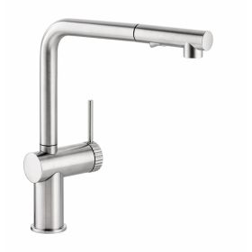 Abode Fraction Single Lever Kitchen mixer Tap with Pull Out Spray Brushed Nickel