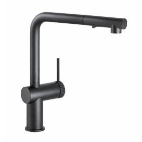 Abode Fraction Single Lever Kitchen mixer Tap with Pull Out Spray Matt Black