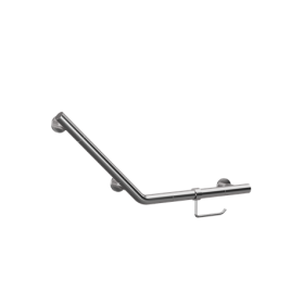 Crosswater Angled Grab Bar with WC Roll Holder-Chrome