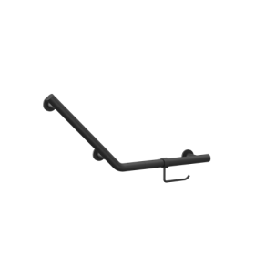 Crosswater Angled Grab Bar with WC Roll Holder-Matt Black