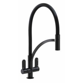 Abode Genio Semi Professional Kitchen mixer Tap with Pull Around Matt Black