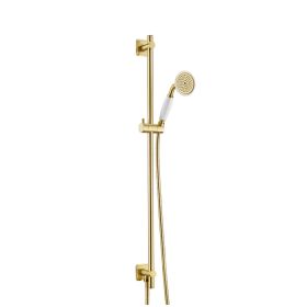 Just Taps Grosvenor Slide Rail Kit, Single Function Handset, Hose Brushed Brass