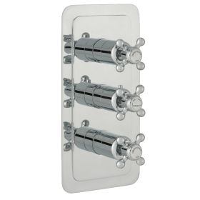 Just Taps Grosvenor Cross Thermostatic Concealed 3 Outlet Shower Valve, Vertical