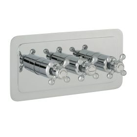 Just Taps Grosvenor Cross Thermostatic Concealed 3 Outlet Shower Valve, Horizontal