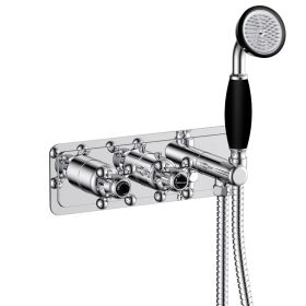 Just Taps Grosvenor Cross Thermostatic Concealed 2 Outlet Valve + Handset