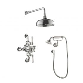 Just Taps Grosvenor Thermostatic Exposed Shower Mixer with Fixed Head and Handset Chrome