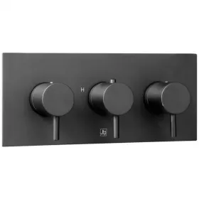 Just Taps VOS Horizontal  Thermostatic Concealed 3 Outlet Shower Valve Matt Black 
