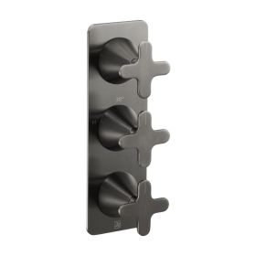 Just Taps KONO Thermostatic concealed 2 outlet shower valve (both handles included) Brushed Black KO7690BBL