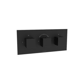 Saneux TOOGA 2 way thermostatic low pressure shower valve kit in landscape - Matt Black