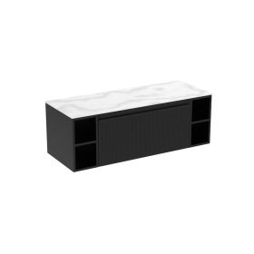 Saneux MONUMENT 120cm Kit - 80cm 1 Drawer wall mounted unit & 2 x 20cm Spacers - Matt Black