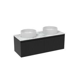 Saneux MONUMENT 120cm - 2 x 60cm 1 Drawer Wall Mounted Unit - Matt Black