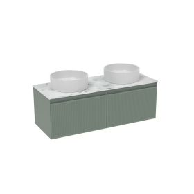 Saneux MONUMENT 120cm Kit - 2 x 60cm 1 Drawer Wall Mounted Unit & 120cm Countertop - Matt Sage