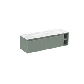 Saneux MONUMENT 140cm Kit - 2 x 60cm 1 Drawer wall mounted unit & 20cm Spacer - Matt Sage