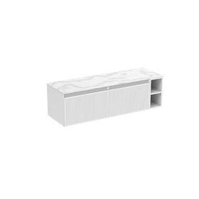 Saneux MONUMENT 140cm Kit - 2 x 60cm 1 Drawer wall mounted unit & 20cm Spacer - Matt White