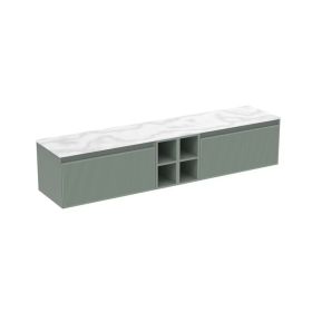 Saneux MONUMENT 200cm Kit - 2 x 80cm 1 Drawer wall mounted unit & 2 x 20cm Spacers - Matt Sage