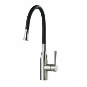 Clearwater Morpho Kitchen mixer Tap Brushed Nickel / Black Hose