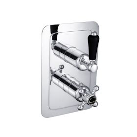 Just Taps Grosvenor Black  Lever Thermostatic Concealed 2 Outlet Shower Valve, Vertical