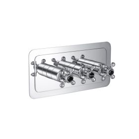 Just Taps Grosvenor Cross Thermostatic Concealed 3Outlet Shower Valve, Horizontal