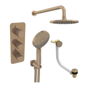 Saneux EDEN 3 way shower kit - w/ 3 Function Handset & Bath filler & Shower Head - Brushed Bronze