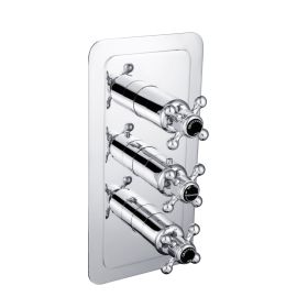 Just Taps Grosvenor Black, Cross Thermostatic 2 Outlet Shower Valve
