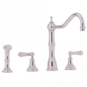Perrin & Rowe Provence 3hole with levers & Rinse Kitchen mixer Tap Pewter